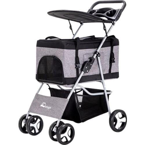 Pet Stroller Cats Carrier Detachable One-shoulder Handbag Portable Breathable Dog Cat Trolley Pet Carrier Bag for Baby Stroller