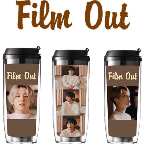 Film Out Portable Drinking Cup Outdoor Personality Kpop JUNG KOOK JIMIN V SUGA JIN J HOPE Plastic Double Layer Cup