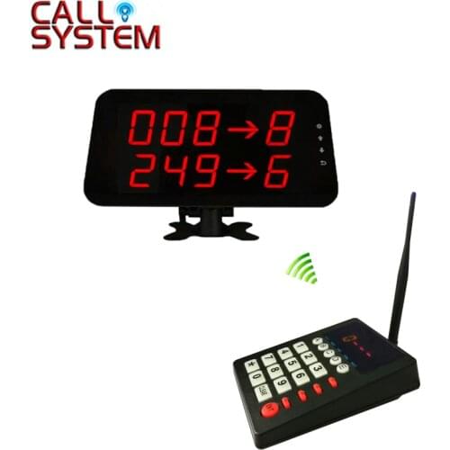 2 lines screen kiosk Wireless restaurant fast food shop Electronic queue calling pager system 1 transmitter 1 receiver
