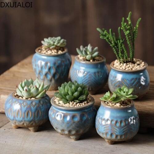 Home decoration succulent plant pots ceramic root control pots large thumb pots stoneware breathable small flower pots DXUIALOI