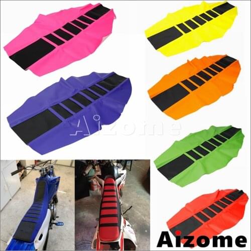 Universal Motocross Ribbed Gripper Soft Seat Cover Enduro Motorcycle Rubber Seat Cushion For HONDA EXC YAMAHA SUZUKI KAWASA