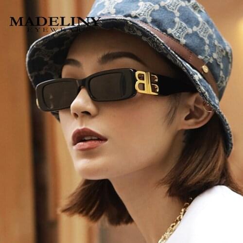 MADELINY Square Sunglasses Women Small Frame Designer Eyewear Unique Vintage Outdoor Gafas Bling Shades UV400 Men MA456