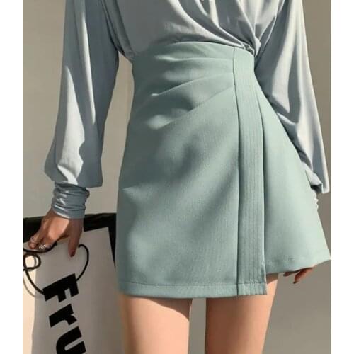 2021 Summer Casual Elegant Skirts Women Bodycon Solid Designer Korean Fashion Clothing Irregular Chic Office Style Skirts Ladies