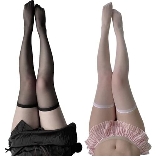 094B 1 Pair Womens Hosiery Thin Over Knees Socks Girls Breathable Solid Color Sexy Cute Stockings for Party Daily Cosplay