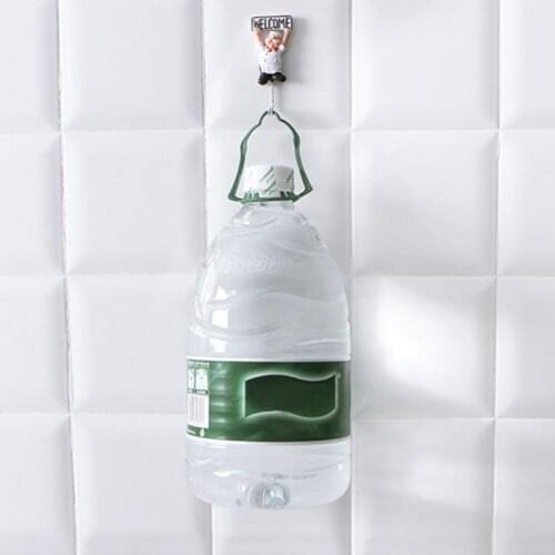 1PC Max 2KG Cartoon Stainless Steel Door Hanger Hook Powerful Adhesive Wall Key Holder Hanger Kitchen Bathroom Towel Hook Hanger