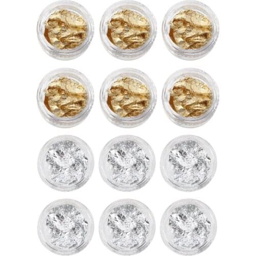 12 PCS Gold Silver Foil Paillette Nail Art Tips French UV Gel