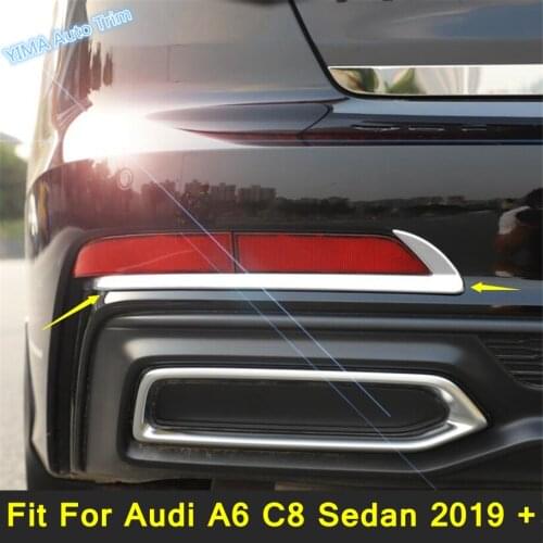 Lapetus 2PCS Chrome Rear Tail Fog Lights Lamp Strip Cover Trim Car-Styling Accessories Fit For Audi A6 C8 Sedan 2019 2020 2021