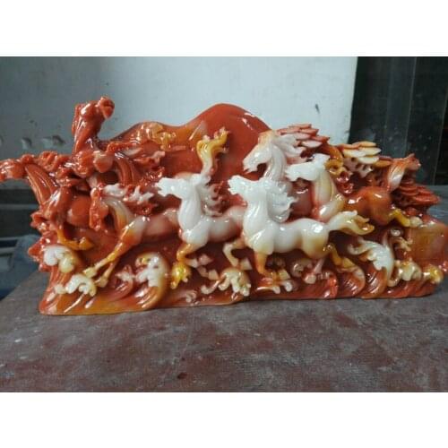 2020 LARGE office home company TOP decoration Mascot Running HORSES Sculpture art GOOD LUCK FENG SHUI Statue 36cm