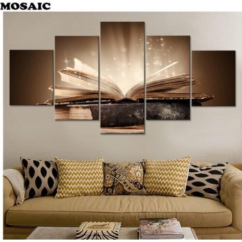 5pcs,Full,Diamond Painting,Mosaic diamond Islamic book,diy Handmade Cross Stitch stickers Diamond Embroidery,wall Decor