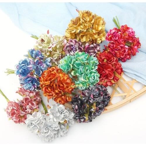 6pcs 3cm artificial flowers plastic Carnation bouquet wedding home decoration accessories diy Christmas wreath for scrapbook