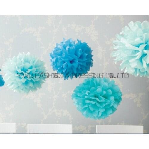 8" 20cm Tissue Paper Pom Poms 50pcs Mixed Color Ball, Wedding/Party/Birthday/Baby shower/Nursery /Car/Home decoration, Hot Sale