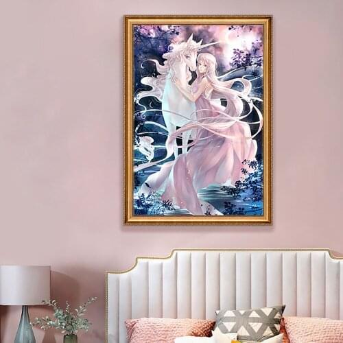 QIZITENG Full Square/Round Diamond Painting "Cartoon Girl" Art Fantasy Picture Embroidery Cross Stitch Kit Home Decoration Gift