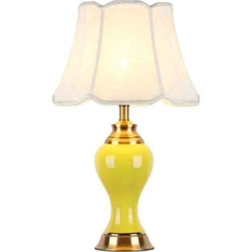 American Style Yellow Blue Green Ceramic Table Lamp For BedRoom Bedside Living Room Foyer Study Desk Reading Night Light 190148