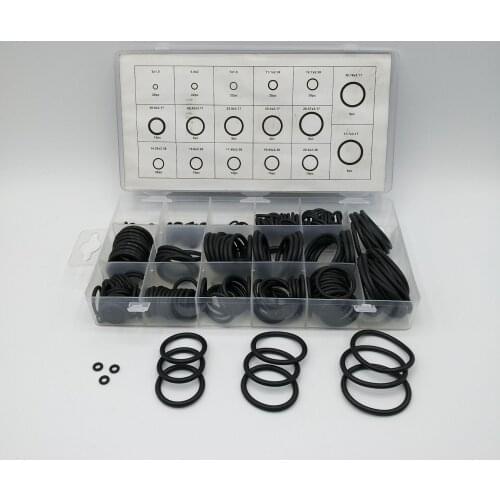 222Pcs Black Rubber O Ring Assortment Washer Gasket Sealing O-Ring Kit 18 Sizes with Plastic Box