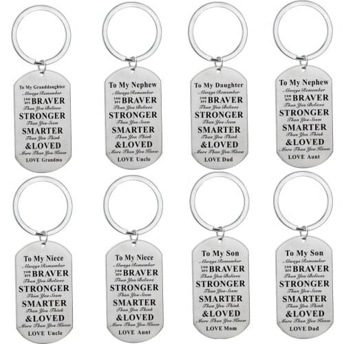 Stainless Steel Keychain To My Son Daughter Gift Keyring Family Key Chains Pendant Inspirational Gifts Grandson Granddaughter