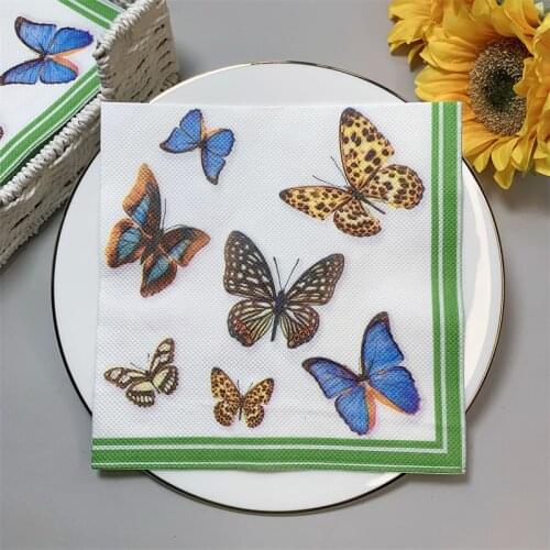20Pcs/Pack Butterfly Decoupage Paper Napkins Vintage Paper Tissues for Party Tableware Wedding Xmas Festival Supplies Wholesale