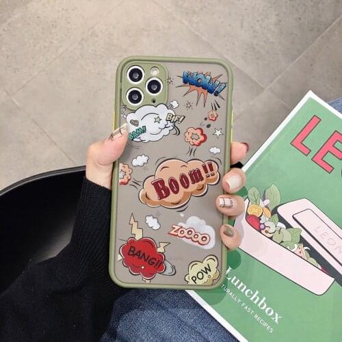 Cartoon Graffiti Phone Case For iPhone X 12 Mini 11 Pro MAX SE20 XR XS 8 7 6Plus Fashion Transparent Silicone Matte Cover Fundas