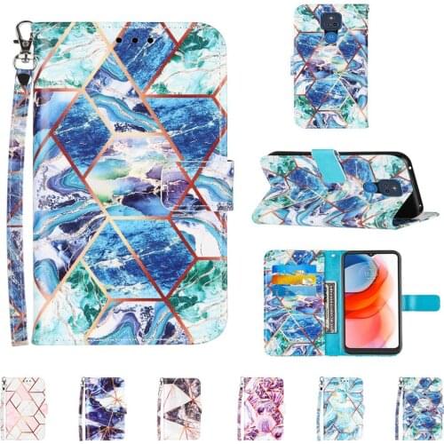 Marble Leather Phone Case for Xiaomi Mi 11 Poco X3 NFC M3 Flip Heavy Duty Protection Soft TPU with Card Wallet Lanyard Capa