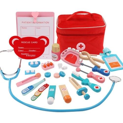Wooden Toys Pretend Play Doctor Set Nurse Injection Medical Kit Role Play Classic Toys Simulation Doctor Toys for Children