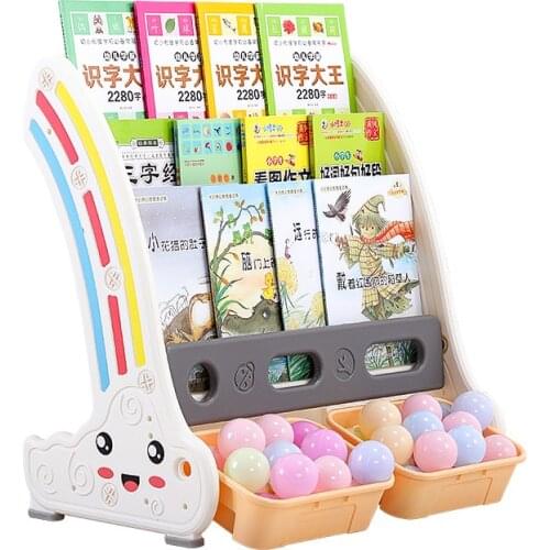 Children Bookshelf Toys Small Kids Kindergarten Rainbow Stationery Storage Books Storage Shelver Racks Toddler Toy