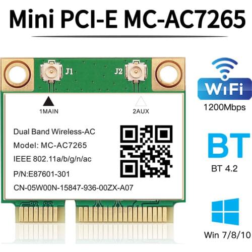 Dual Band 1200Mbps Wireless Card MC-AC7265 Bluetooth 4.2 Notebook Wlan Wifi Card Adapter 802.11ac 2.4G/5GHz Better 7260HMW pcie