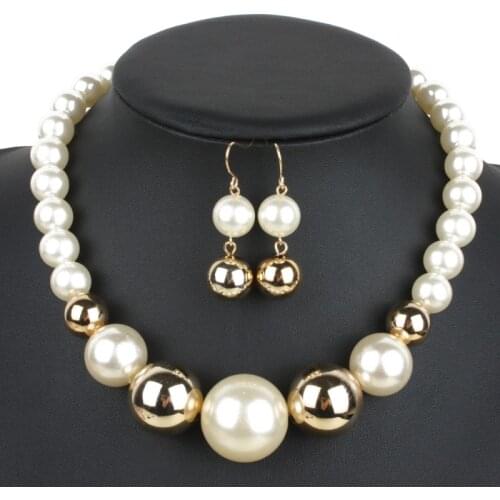 Elegant Jewelry Sets Women 4 Colors Imitation Pearls Pendants Choker Collar Pearl Earrings Pearl Necklace Sets for Women