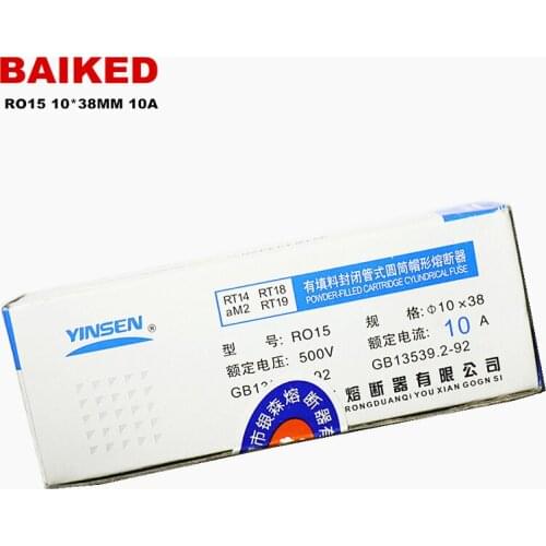 Ceramic fuse Fast-Blow 10*38MM R015 RO15 RT18 RT14 am2 gG 10A 500V 10X38 Short circuit protection Cylindrical cap fuse block