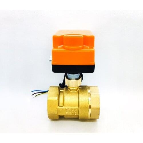 1-1/2" Brass Electric Ball Valve Three Wire Two Control Two Way Electric Actuator With Manual Switch 220V 24V 12V