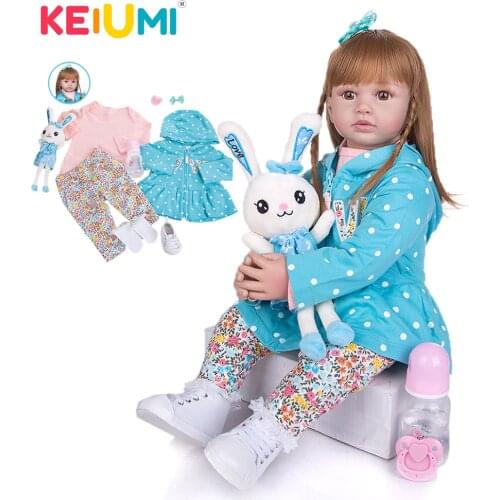 KEIUMI 24 Inch Fashion Reborn Baby Dolls Cloth Body Wig Hair Baby Girl New Design Dolls GiftS For Children And You Lover