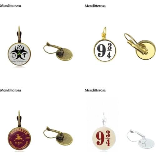 Mendittorosa Jewelry Glass Cabochon Bronze/Silver/Golden Clip Ear Hook Drop Earrings Jewelry Platform 9 34 Hogwart Express