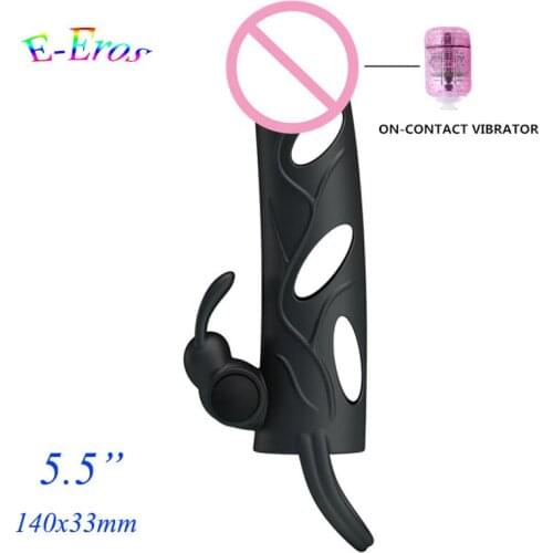 ORISSI Rabbit Bullet Vibrating Penis Sleeve Reusable Condoms Rabbit Vibrator Penis Extend Cock Rings Sex Toys For Men