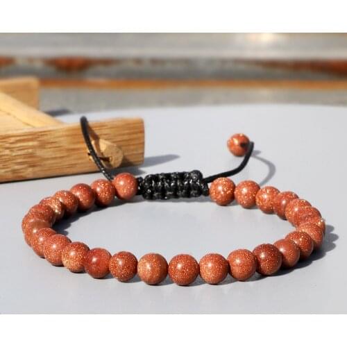 Fashion 6MM Shiny Gravel Bracelet Natural Stone Round Onyx Beads Pulseras Couple Bracelet Chain Jewelry Gift for Friend Women