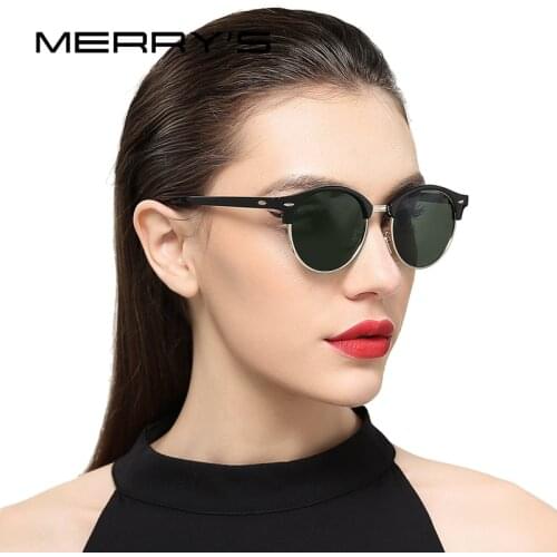 MERRYS Women Retro Rivet Polarized Sunglasses Classic Brand Designer Men Sunglasses Half Frame S'8054