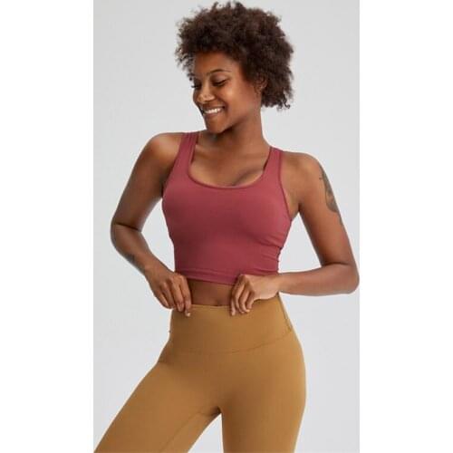 Inner Padded U-Back Soft Workout Gym Yoga Bras Top Women Naked-feel Athletic Running Fitness Sport Crop Tops Brassiere