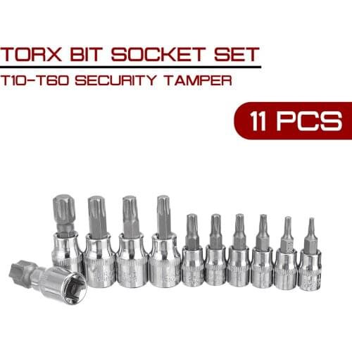 Bit Socket Set For Car Repair T10-T60 Security Tamper Proof With Hole 1/4" 3/8" Driver on Rail Driver Screwdriver Hand Tool
