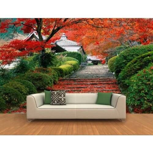 3d wallpaper custom mural non-woven Wall stickers 3 d hd red maple road landscape background wall photo 3d wall mural wall paper