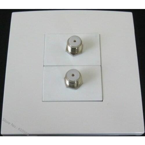 Cheap Cost Televison Cable Socket Digital TV Jack Wall Plate White Color Home Socket With 2 F Head TV Plugs