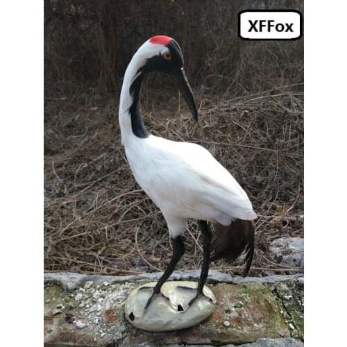 New simulation Red-crowned crane model resin&fur crane model gift about 37x19cm xf0665