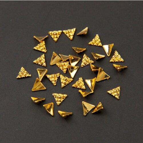 New Arrivals 100PCS/Lot 6MM Kawaii Triangle Design Gold/Silver 3D Nail Art Charms Metal Nail Art Decorations Nail Art DIY 290247