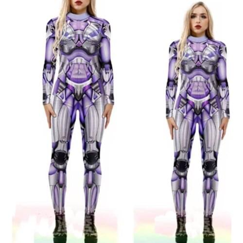 2020 New Halloween Robot Costumes 3D Printed Stretch Bodysuit Future Warrior Iron Men Stage Cosplay Clothes Rave Outfits DWY4761