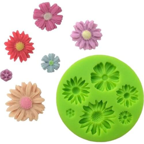 Wholesale 10 pcs/lot Silicone Chrysanthemum Shapes Fondant Cake Chocolate Candy Jello Decorating Mold Tools