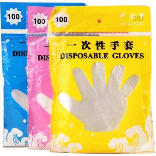 100pcs/1 Set Disposable Plastic Clear Gloves Food Eco-friendly Gloves Kitchen Cooking Industrial Restaurant Home Cleaning Gloves
