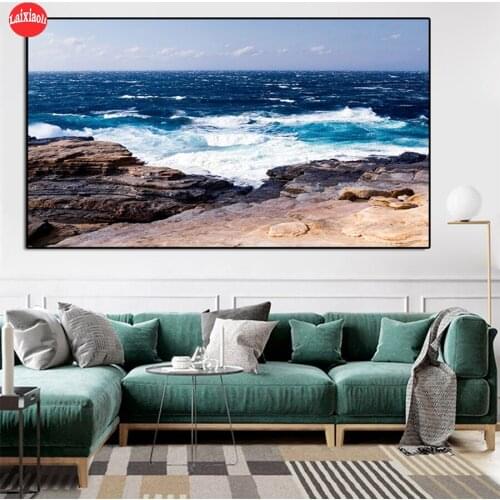 Full Square round drill Diamond painting Natural scenery ocean reef Diamond embroidery Cross stitch resin office wall decor