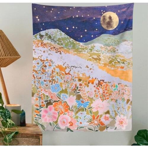 Psychedelic Floral Tapestry Hippie Flower Wall Carpets Dorm Decor Starry Sky Carpet home decoration wall macrame curtain