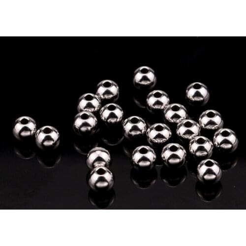 100pcs 4mm/5mm Stainless Steel Beads Metal Round Beads DIY Jewelry Making Loose Bead HXD
