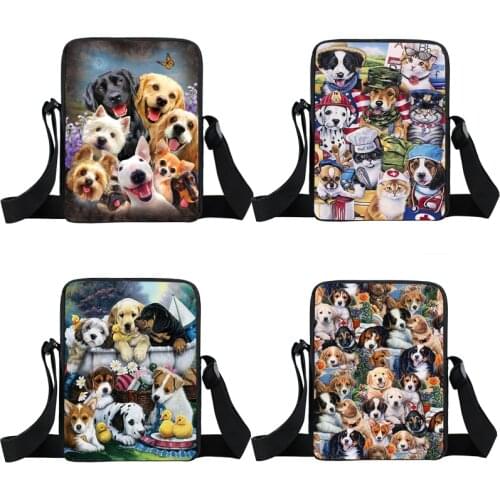 Dog Labrador Rottweiler Border Collies Shoulder Bag Women Mini Messenger Bags Ladies Cross Bag for Travel Girls Satchel Bookbag