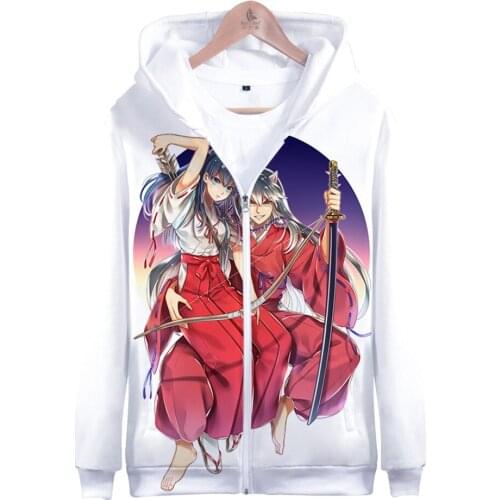 Inuyasha 3D Print Zipper Hoodies sweatshirts Men/Women Streetwear boys Clothes Long Sleeve Hooded Sweatshirt Fashion tops