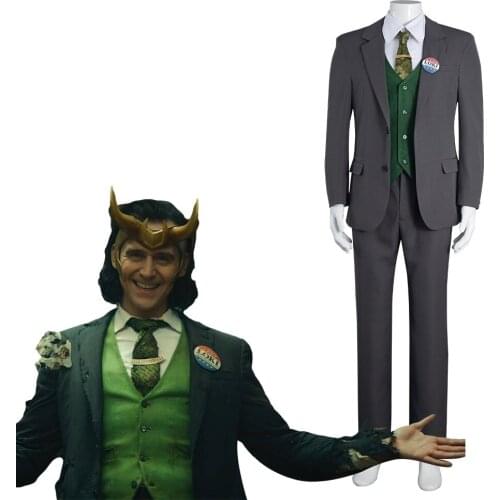 TV Loki Cosplay Costume Uniform Coat Pants Outfits Halloween Carnival Suit