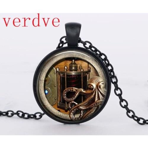 Vintage animals picture dome glass necklaces, octopus pendant & necklaces steampunk jewelry