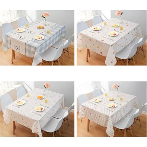 Waterproof Tablecovers PVC Rectangle Tablecloth Home Decor Nordic Style Multi Purpose Fish/Fruit/Leaf/Lattice 137*180cm/90cm